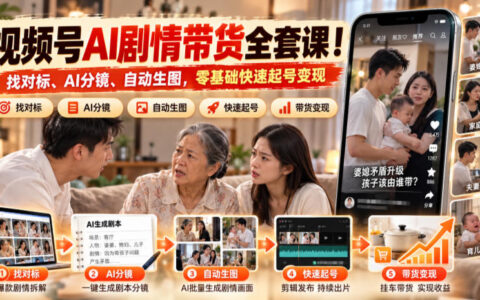 零基础如何用AI做视频号剧情带货？对标、AI分镜、自动生图全套流程，快速起号变现