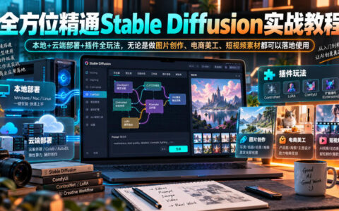 Stable Diffusion保姆级实战指南：本地/云端部署与插件全玩法，图片创作、电商美工、短视频素材一站式落地