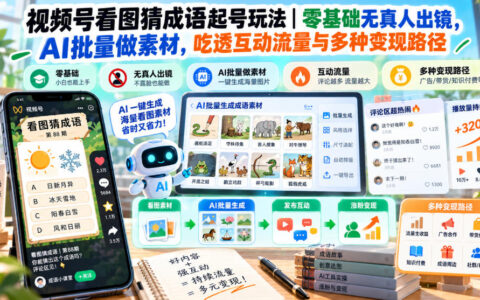 从0到1玩转视频号“看图猜成语”：零基础无出镜，AI批量做素材，吃透互动流量与多元变现