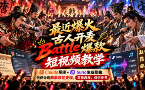 如何做出古人开麦Battle的爆款短视频？用Claude写词+Suno生成歌曲，伙伴计划接单收徒变现实操教程