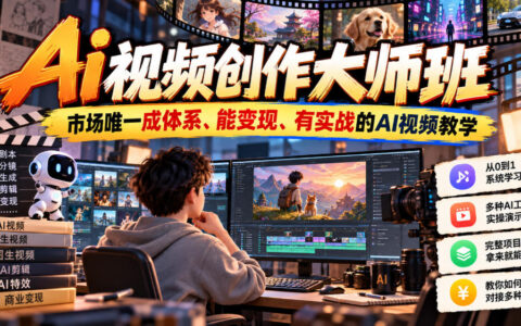这可能是市面上唯一成体系、能变现且实战落地的AI视频创作大师班（2026更新）