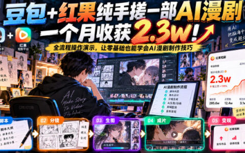 用豆包+红果做AI漫剧，30天实操变现2.3w：零基础可复刻的保姆级全流程