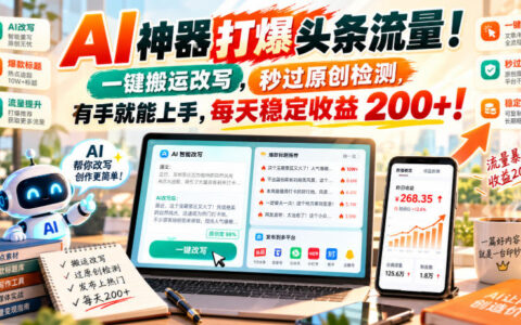 AI助力头条流量暴涨：高效创作与稳定日入200+的合规打法【揭秘】